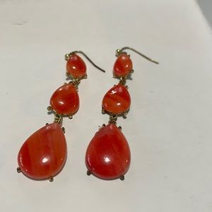 Coral & gold dangle earrings